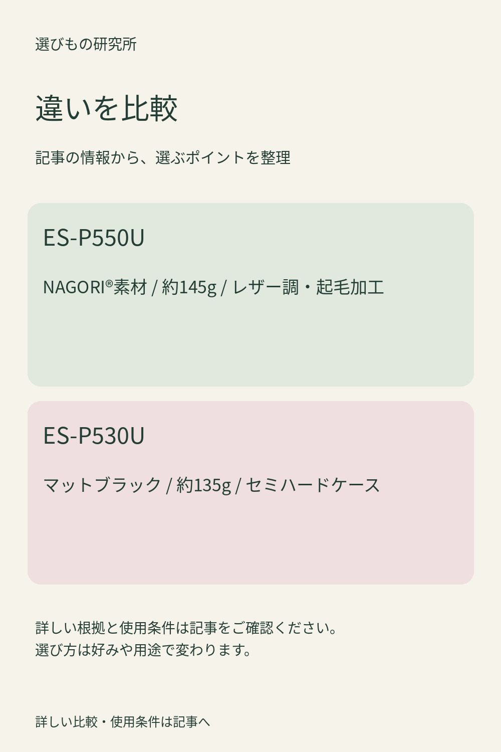 違いを比較:ES-P550U、ES-P530U