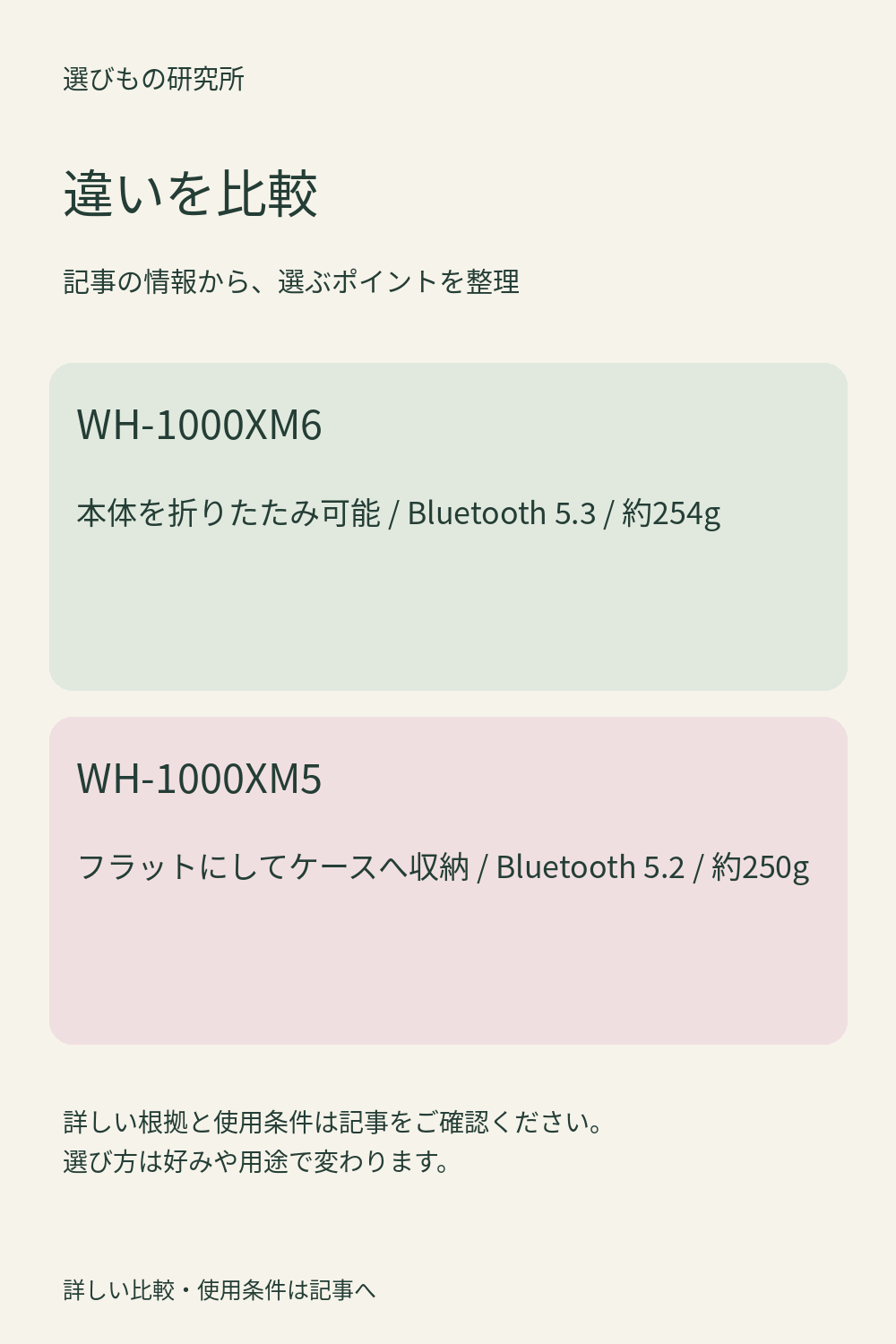 違いを比較：WH-1000XM6、WH-1000XM5